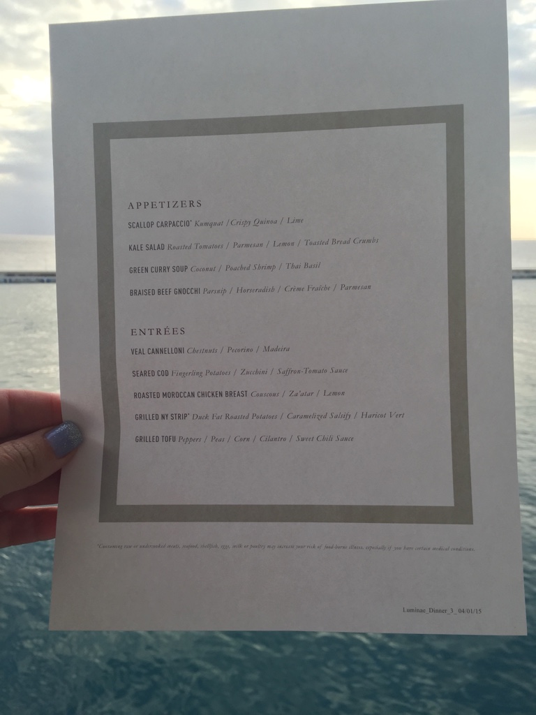 Luminae 14 days of menus Celebrity Cruises Cruise Critic Community